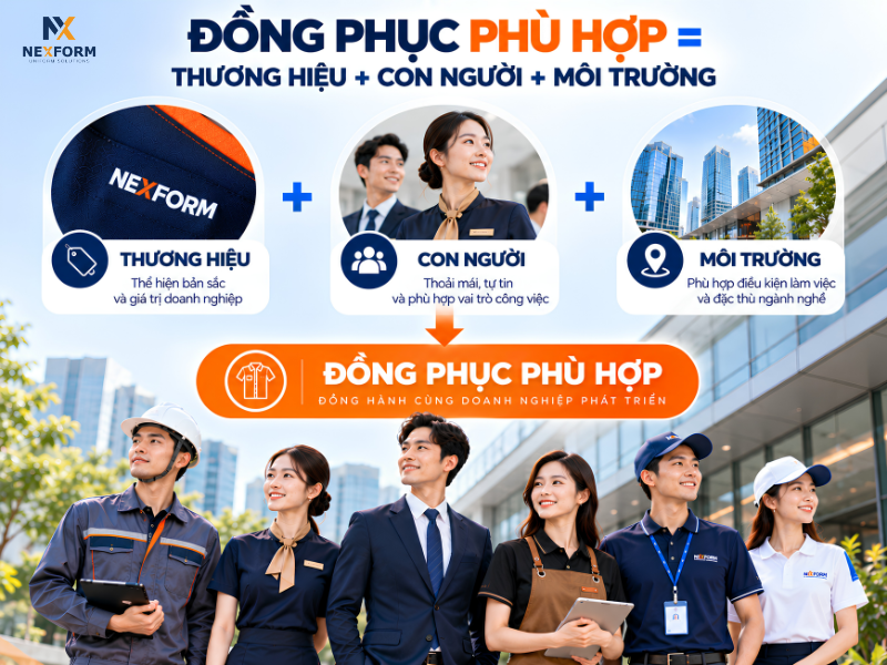 Đồng phục phù hợp được quyết định bởi thương hiệu, người mặc và môi trường làm việc
