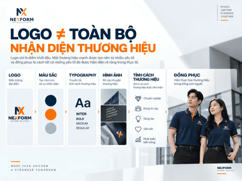 Logo và các yếu tố nhận diện thương hiệu trên đồng phục doanh nghiệp