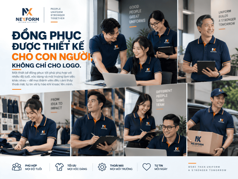 Đồng phục doanh nghiệp phù hợp với nhiều độ tuổi và vóc dáng người mặc