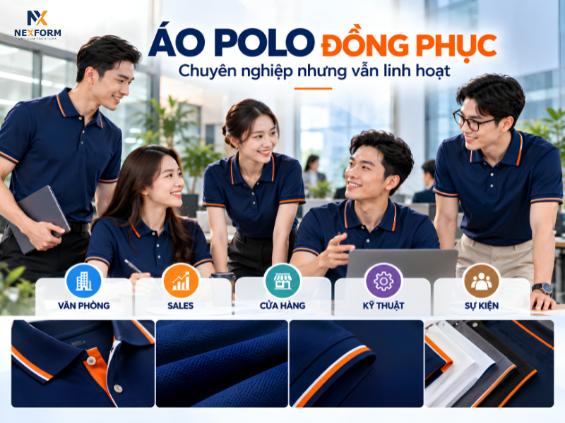 Áo polo đồng phục doanh nghiệp cho nhân viên văn phòng, sales, cửa hàng, kỹ thuật và sự kiện