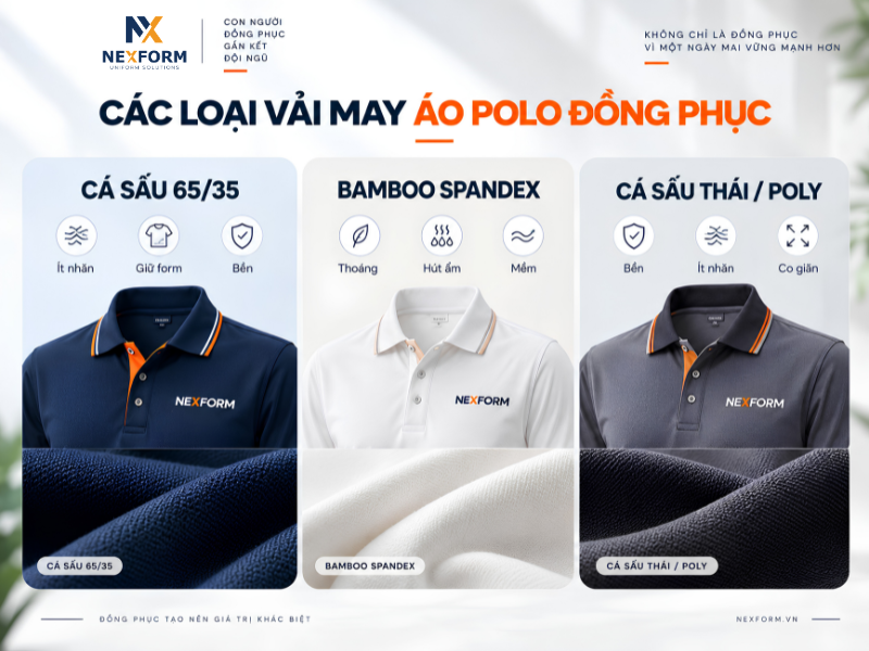 Các loại vải may áo polo đồng phục doanh nghiệp