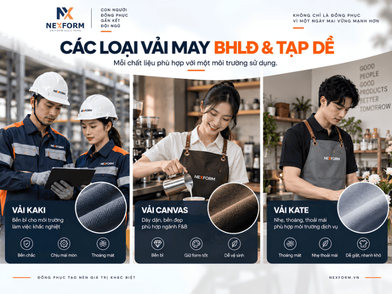 Các loại vải may bảo hộ lao động và tạp dề