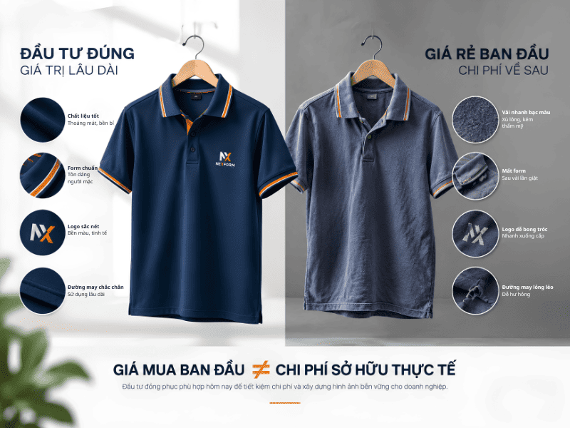 So sánh đồng phục doanh nghiệp chất lượng và áo giá rẻ sau thời gian sử dụng