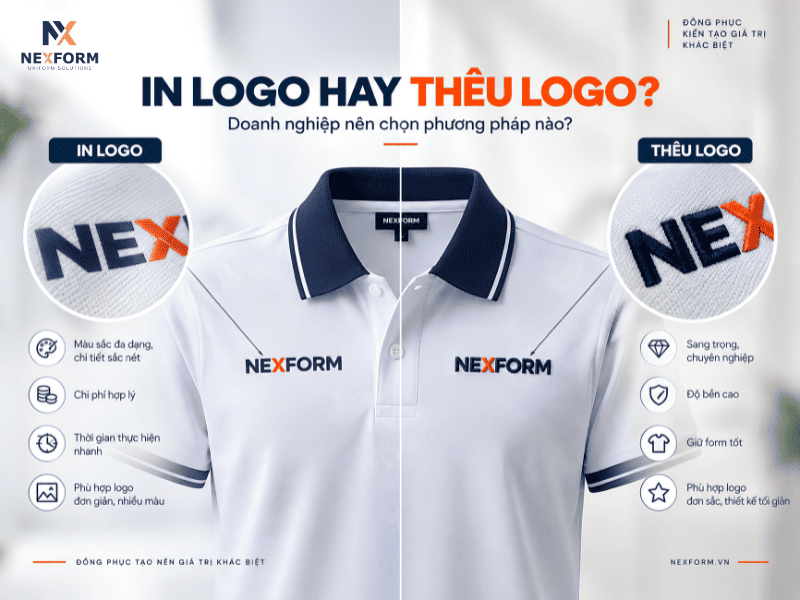 In logo hay thêu logo trên đồng phục doanh nghiệp