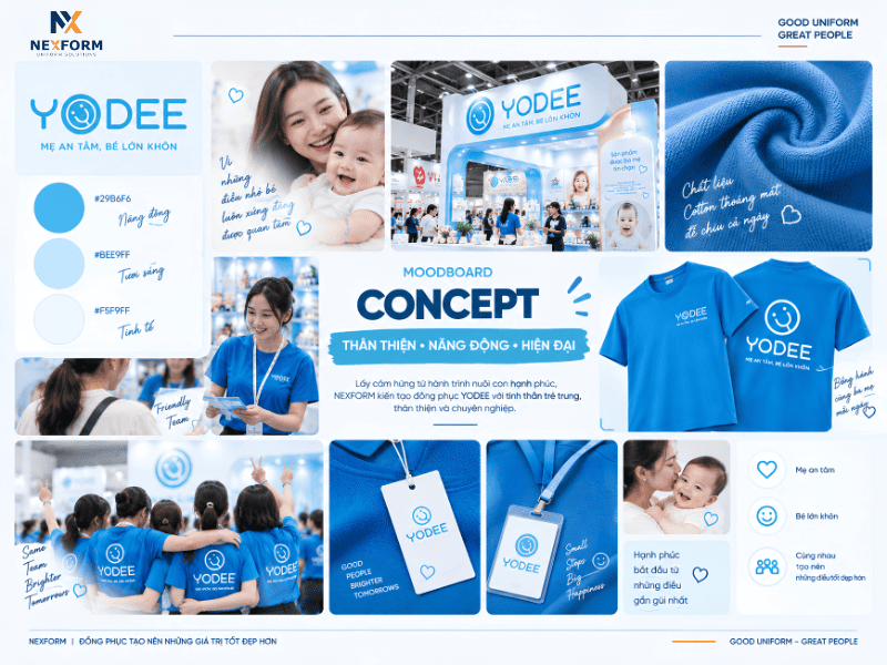 Moodboard concept thiết kế đồng phục YODEE trẻ trung năng động hiện đại
