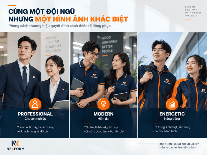Ba phong cách đồng phục doanh nghiệp chuyên nghiệp, hiện đại và năng động